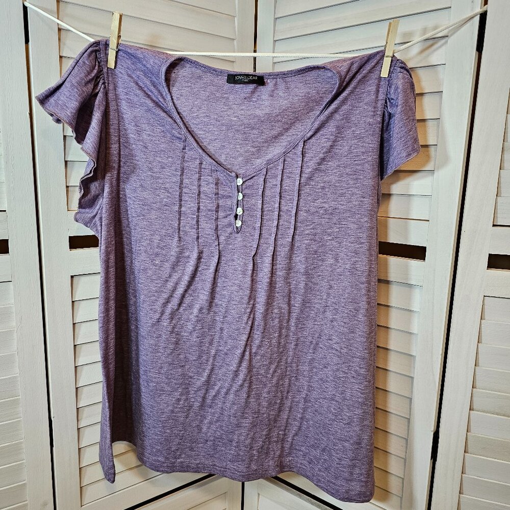LoveUDear Plus Size 1X, Purple Heather, Short Sleeved Top
